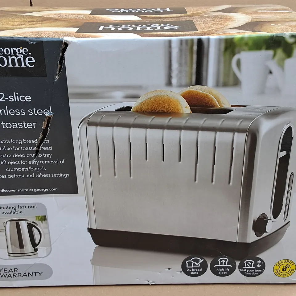 BOXED 2-SLICE STAINLESS STEEL TOASTER 