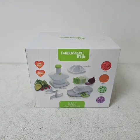 BOXED AND SEALED FARBERWARE FRESH 5IN1 MANUAL FOOD PROCESSOR