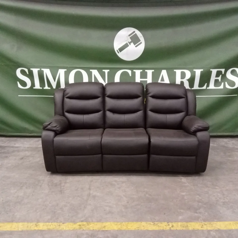 ALBION LUXURY FAUX LEATHER 3 SEATER HIGH BACK MANUAL RECLINER SOFA - CHOCOLATE RRP £749