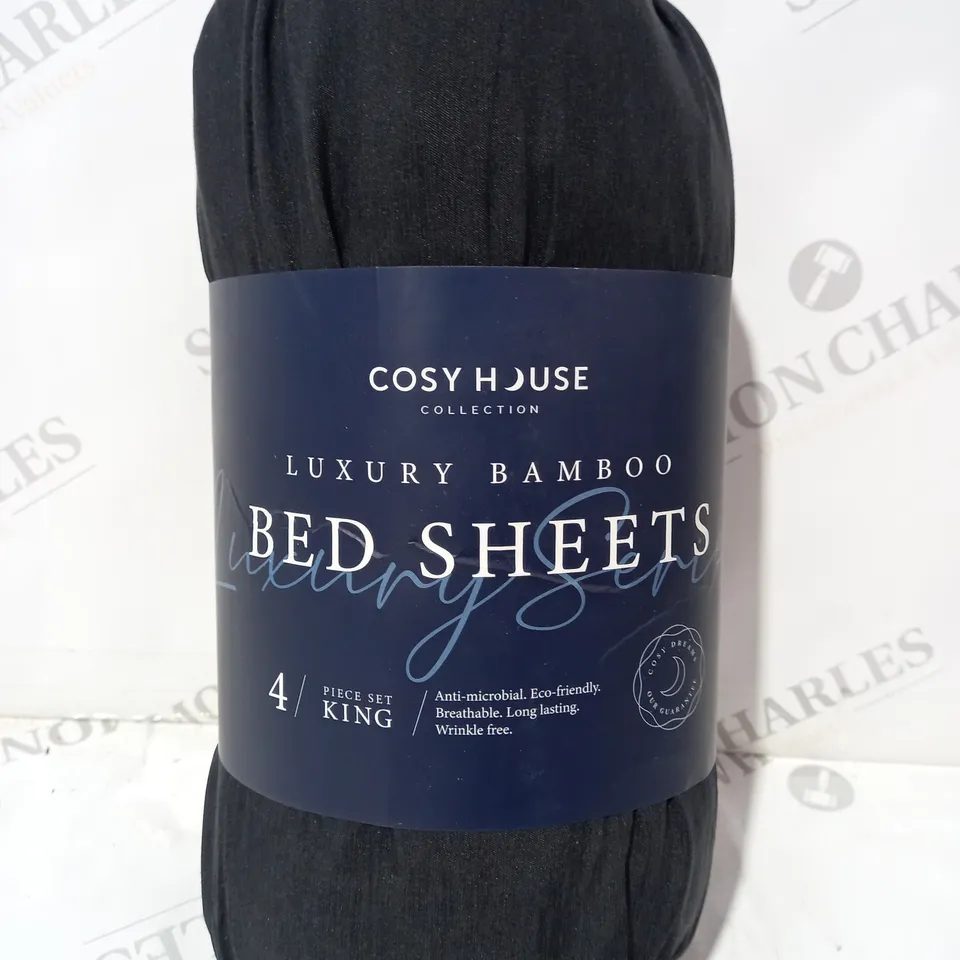COSY HOUSE LUXURY 4 PIECE BAMBOO BED SHEETS - KING SIZE