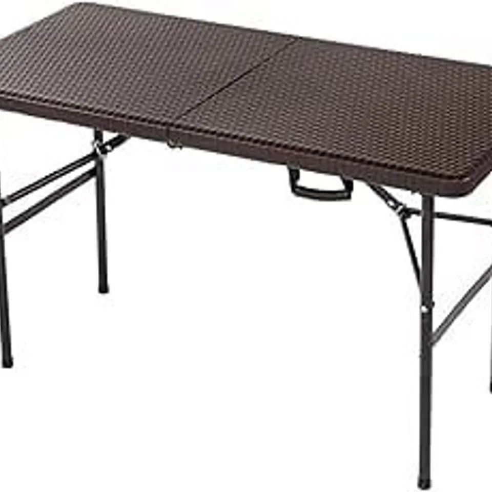BOXED 4FT 1.2M FOLDING HEAVY DUTY OUTDOOR RATTAN TRESTLE PARTY GARDEN TABLE