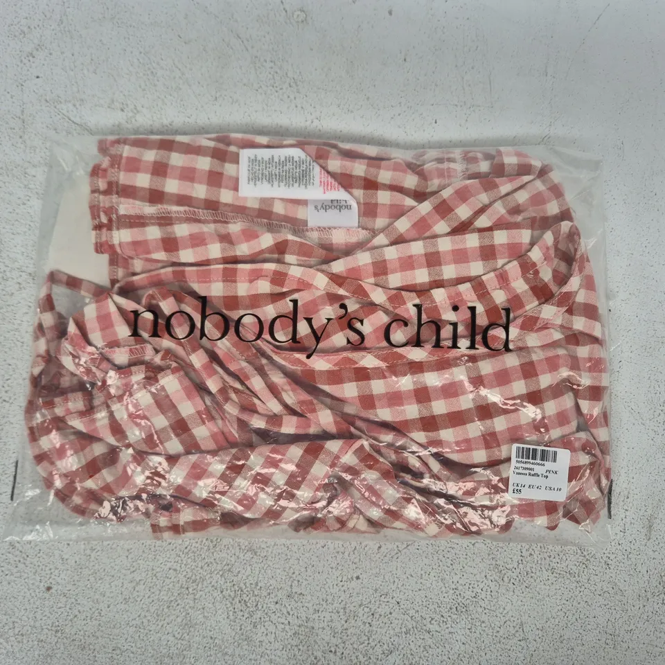 BAGGED NOBODY'S CHILD VANESSA RUFFLE TOP IN PINK SIZE UK 14