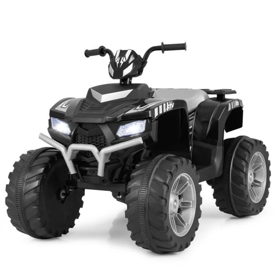 BOXED 4-WHEELER RIDE-ON TOYS WITH LED LIGHTS AND WIRELESS CONNECTION - BLACK 