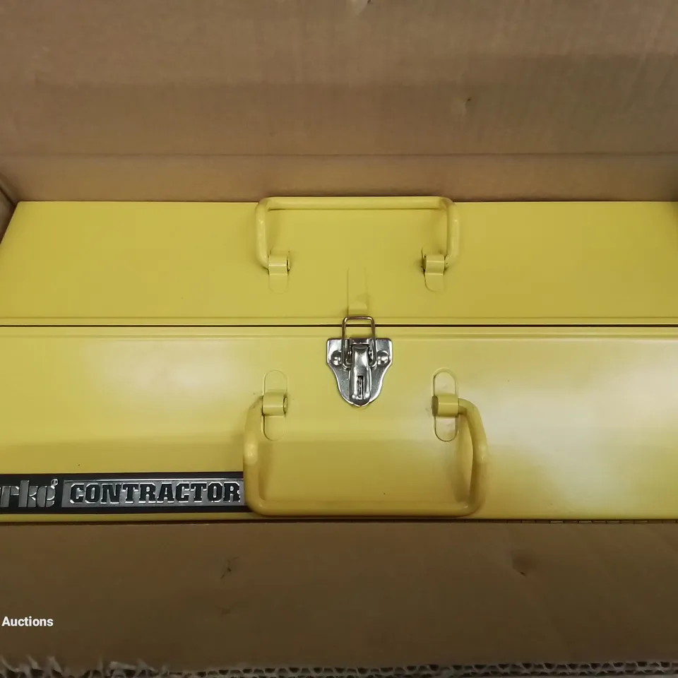 BOXED CLARKE CONTRACTOR HEAVY DUTY CANTILEVER 5-TRAY STEEL TOOLBOX - YELLOW  RRP £37.99