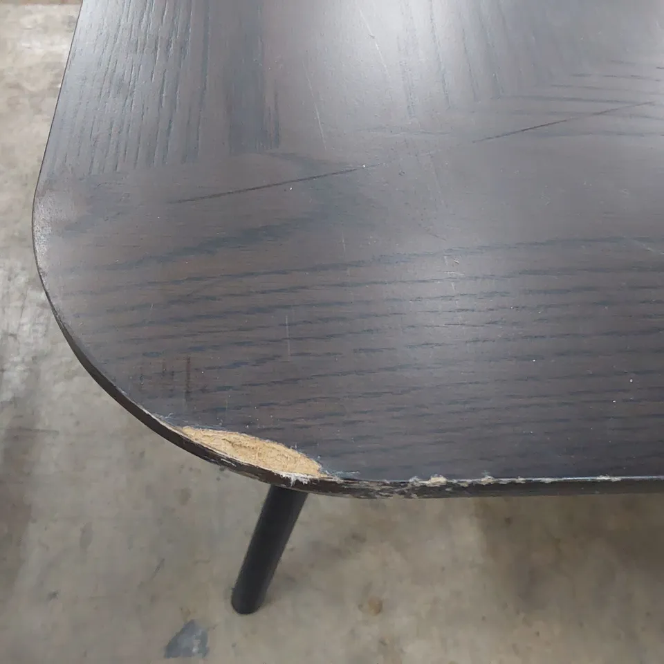 DESIGNER DARK WOOD EXTENDING DINING TABLE ON METAL FRAME (1 LEAF)