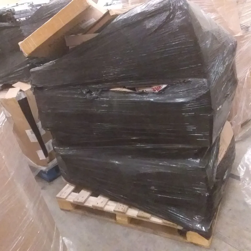PALLET OF ASSORTED ITEMS INCLUDING ACROHOME 2.6M TELESCOPIC LADDER, JOISCAPE COMPUTER DESK, LAVIEVERT