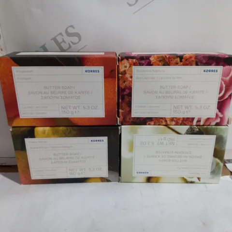 BOX OF APPOX 20 ASSORTED KORRES SOAPS TO INCLUDE - GUAVA MANGO - SEA LAVENDER - KUMQUAT ECT