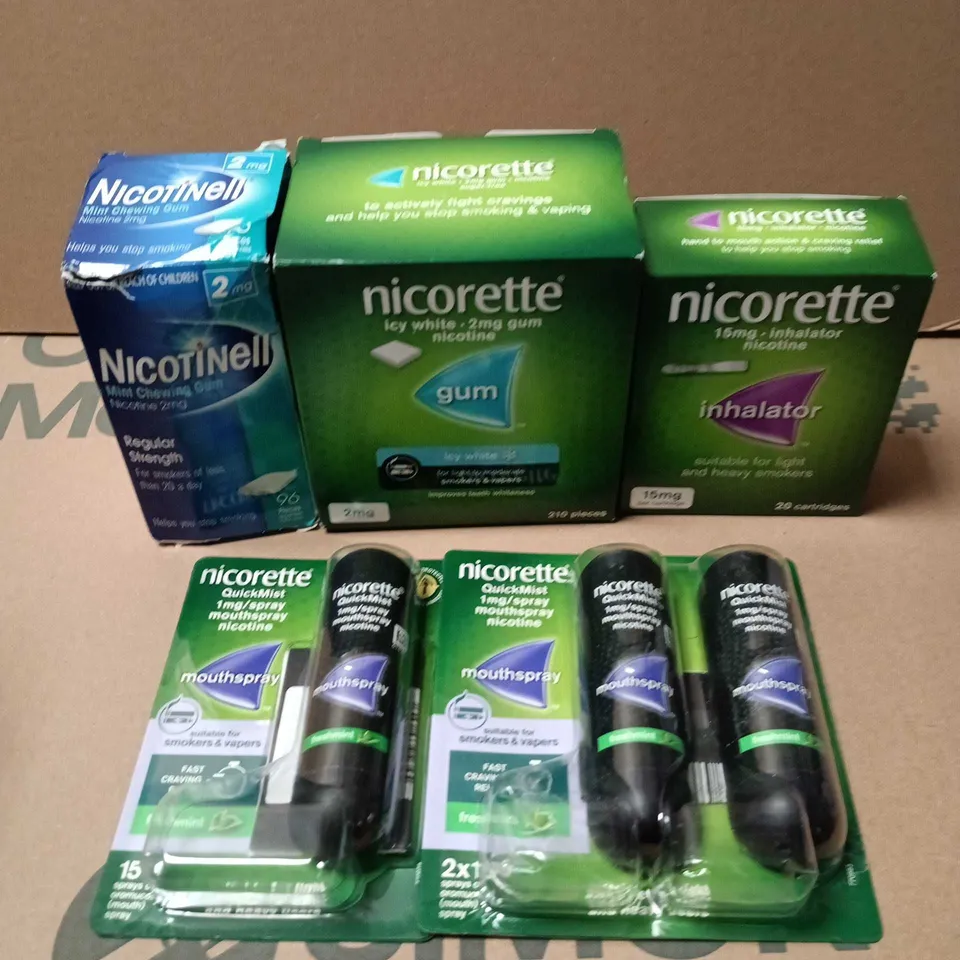 5 X ASSORTED SMOKING PREVENTION AID PRODUCTS TO INCLUDE SPRAY, GUM & INHALATOR 