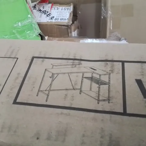 BOXED BAFORD L-SHAPED COMPUTER DESK WITH POWER OUTLET 