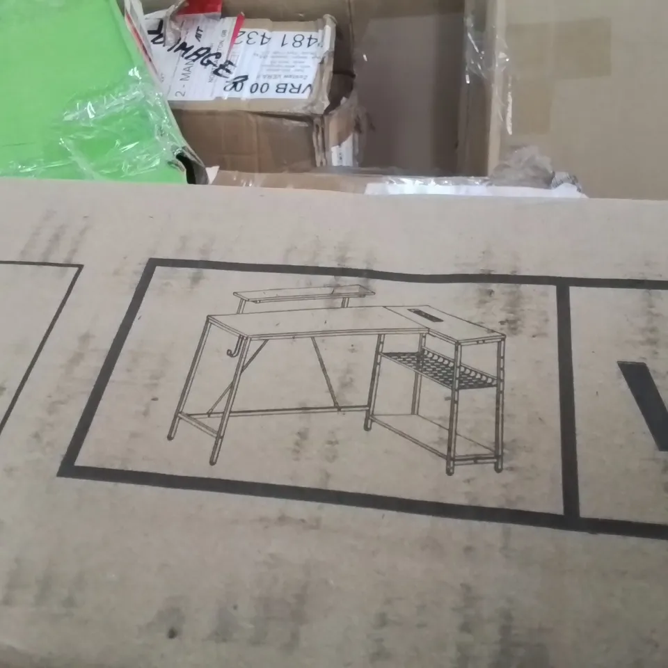 BOXED BAFORD L-SHAPED COMPUTER DESK WITH POWER OUTLET 