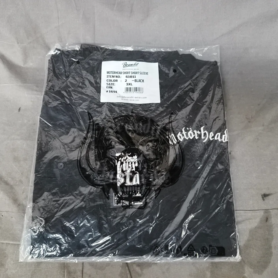 BAGGED BRANDIT MOTORHEAD SHORT SLEEVE SHIRT IN BLACK SIZE 3XL