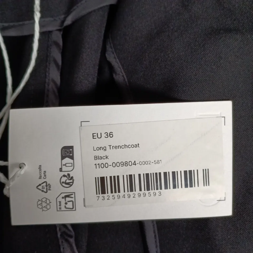 NA-KD LONG TRENCH COAT - BLACK - UK 8 (EU 36)