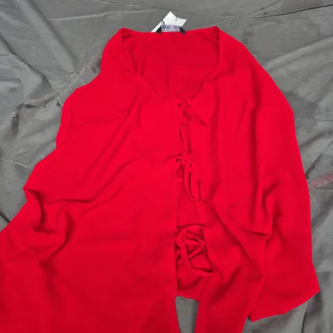 YOURS CLOTHING RED TIE-FRONT TOP UK 18