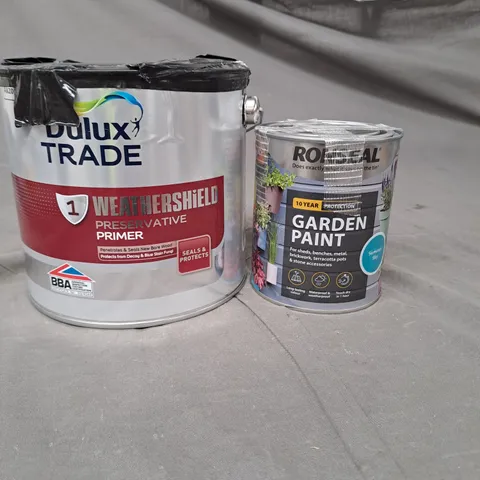 LOT OF 5 PAINT PRODUCTS TO INCLUDE DULUX TRADE AND RONSEAL