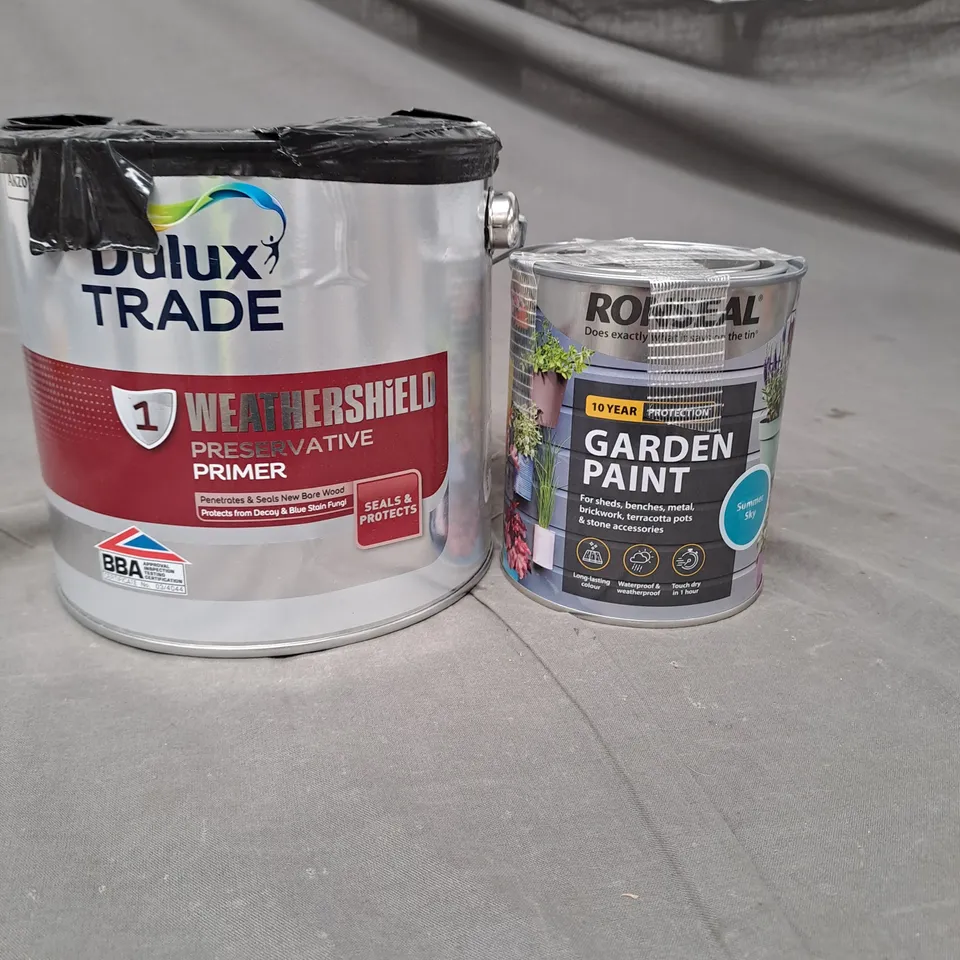 LOT OF 5 PAINT PRODUCTS TO INCLUDE DULUX TRADE AND RONSEAL