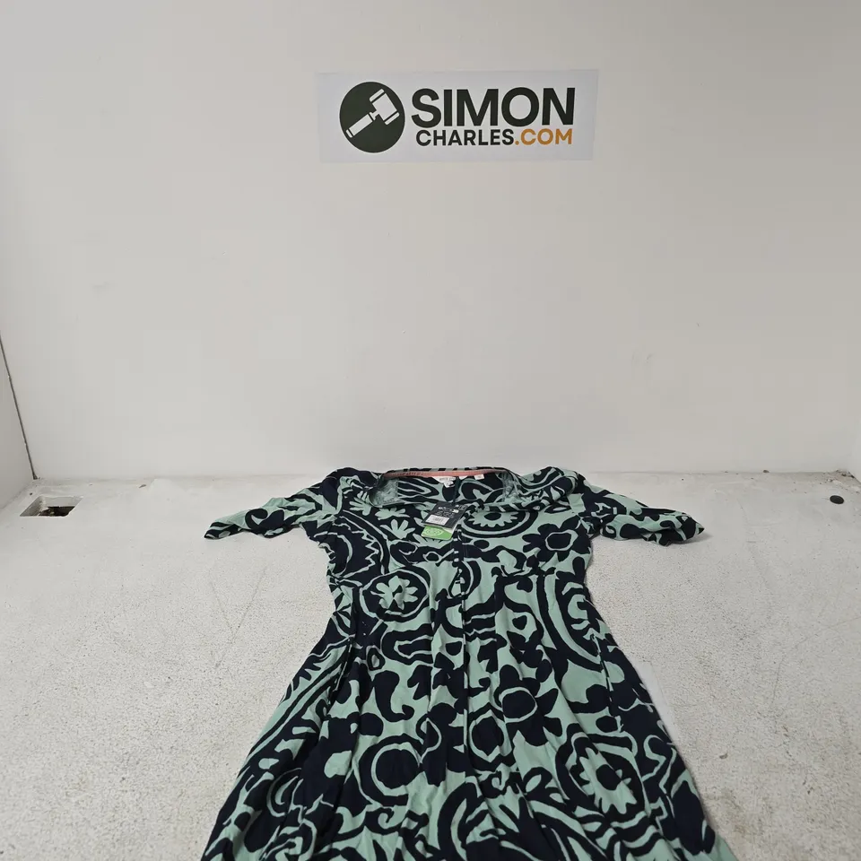 WHITE STUFF MEGAN JERSEY DRESS – GREEN PRINT (UK 10R / EU 38R / US 6R)