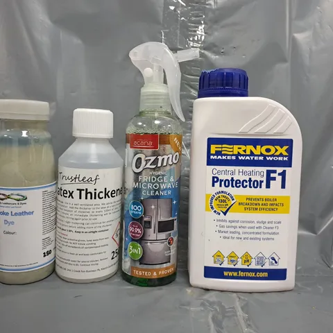APPROXIMATELY 10 ASSORTED HOUSEHOLD ITEMS TO INCLUDE FRIDGE & MICROWAVE CLEANER, LEATHER DYE, ETC - COLLECTION ONLY