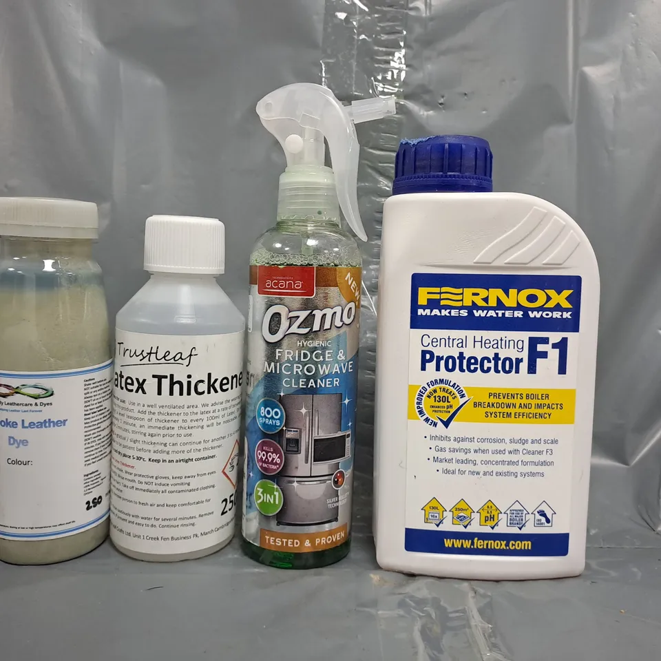 APPROXIMATELY 10 ASSORTED HOUSEHOLD ITEMS TO INCLUDE FRIDGE & MICROWAVE CLEANER, LEATHER DYE, ETC - COLLECTION ONLY
