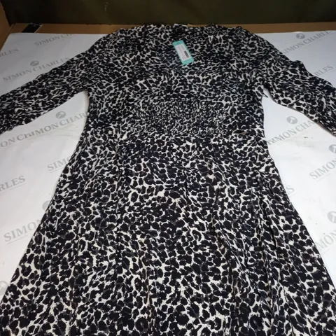 WHISTLES SHADOW LEOPARD SHIRRED MIDI DRESS SIZE 16