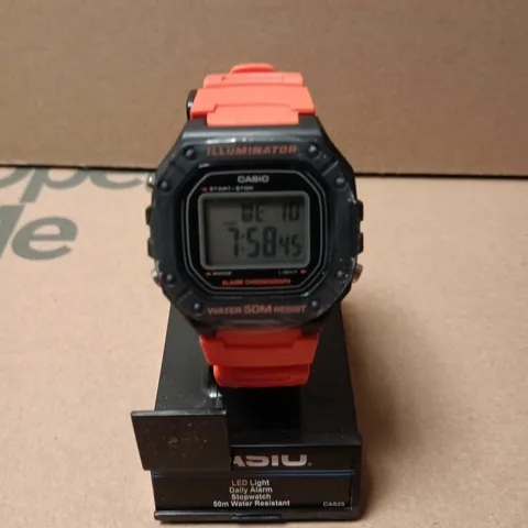 CASIO DIGITAL WATCH WITH ORANGE STRAP