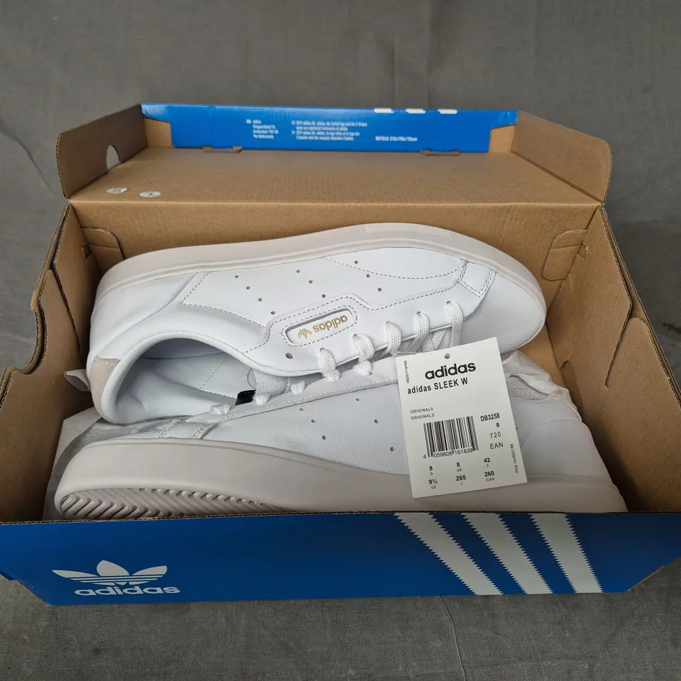 BRAND NEW BOXED PAIR OF ADIDAS WOMEN'S SLEEK SHOES IN WHITE UK SIZE 8
