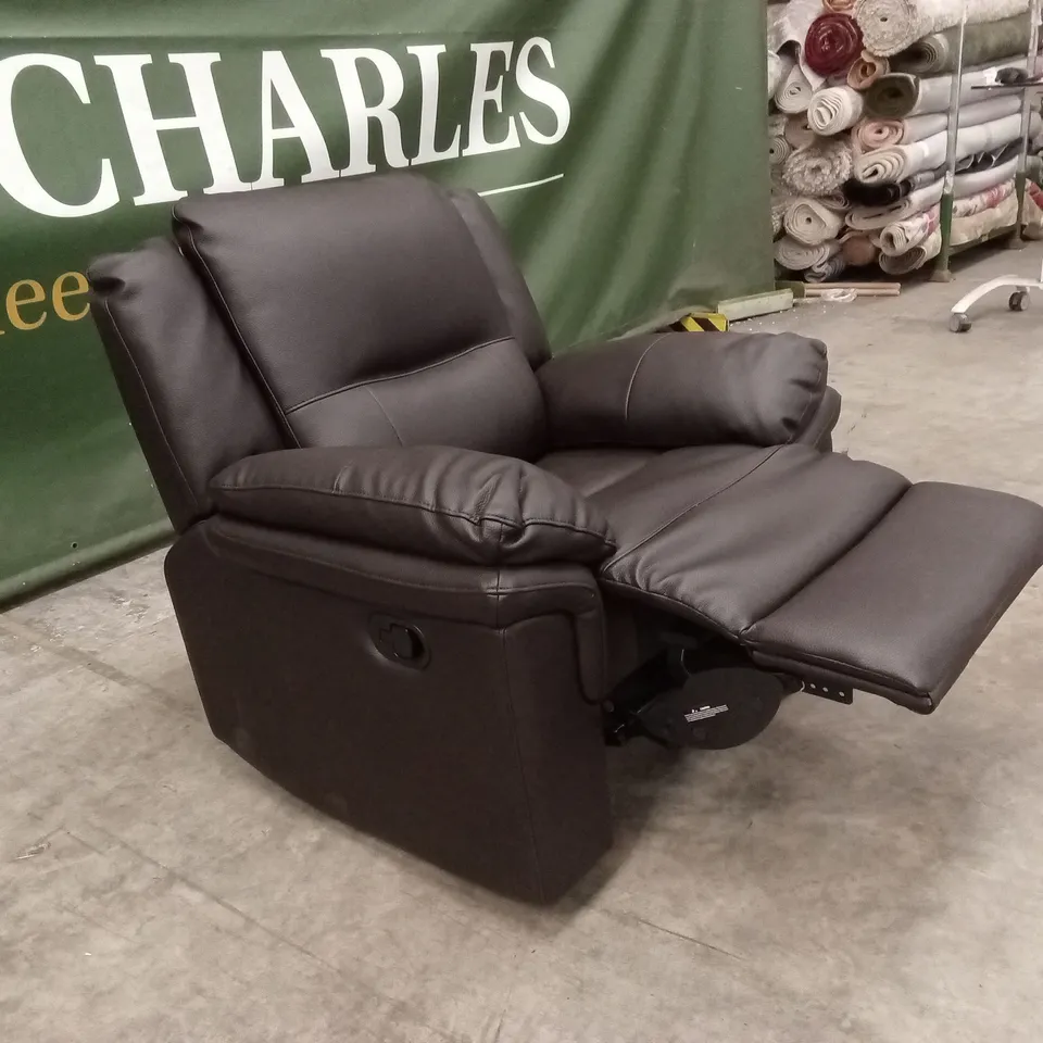 ALBION LUXURY FAUX LEATHER HIGH BACK MANUAL RECLINER ARMCHAIR - CHOCOLATE RRP £499