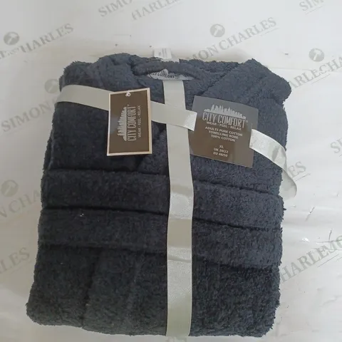 CITY COMFORT TOWELLING ROBE FOR LADIES IN BLACK - XL
