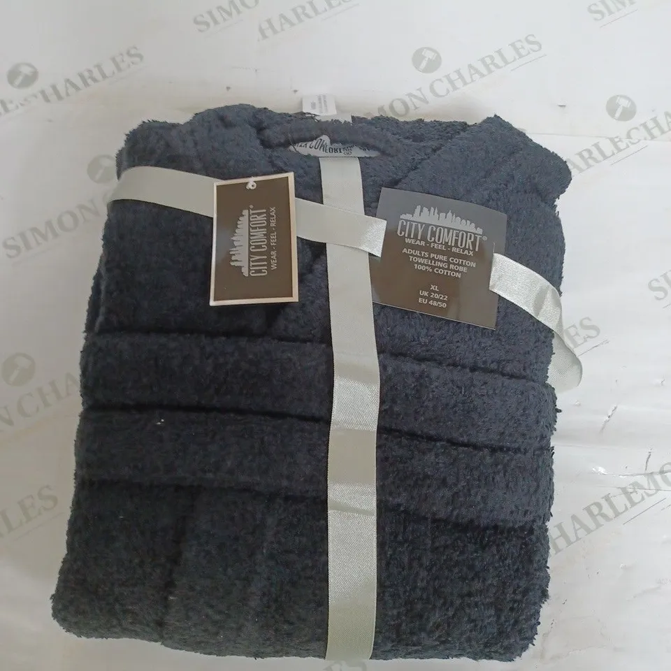 CITY COMFORT TOWELLING ROBE FOR LADIES IN BLACK - XL