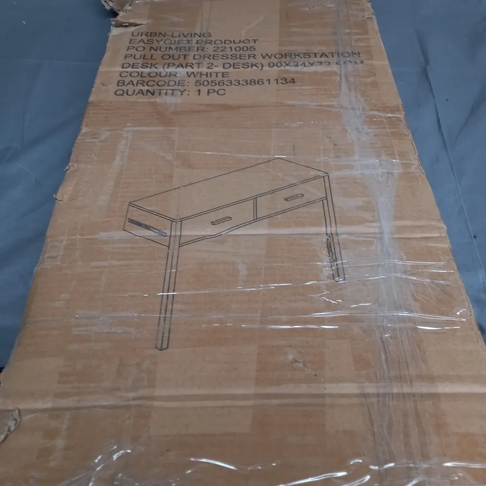 BOXED WHITE PULL OUT DRESSER WORKSTATION - COLLECTION ONLY 