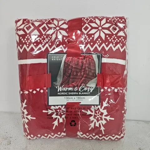 CELE BRIGHT WARM & COSY NORDIC SHERPA BLANKET 130CM X 180CM
