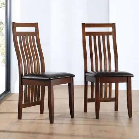 BOXED JAVA DINING CHAIR, BROWN CLASSIC FAUX LEATHER & DARK SOLID HARDWOOD (1 BOX)
