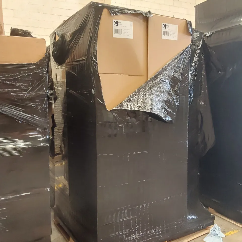 PALLET CONTAINING A LARGE QUANTITY OF BATHROOM FURNITURE PARTS INCLUDING: CALYPSO WALL UNIT CARCASSES ECT