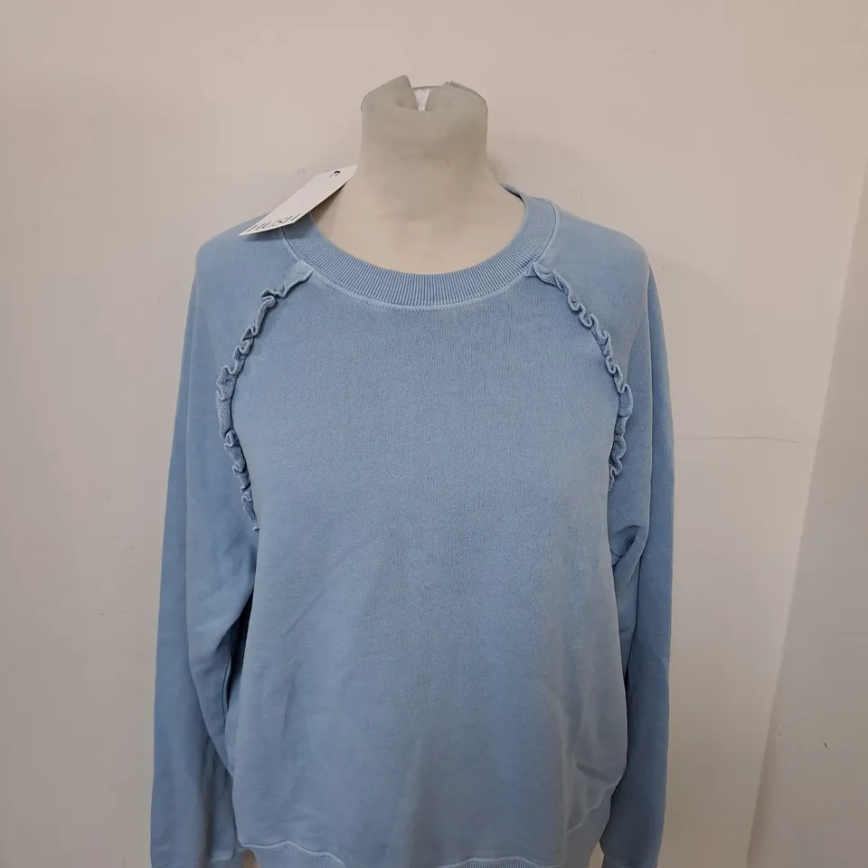 HUSH AMAYAH RUFFLE DETAIL SWEATSHIRT SIZE M