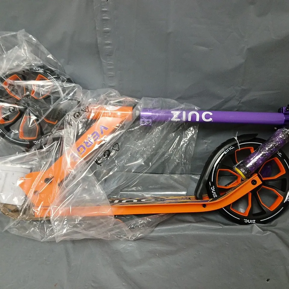 BOXED ZINZ BIG WHEELED FOLDING VERGE SCOOTER (ORANGE & PURPLE)
