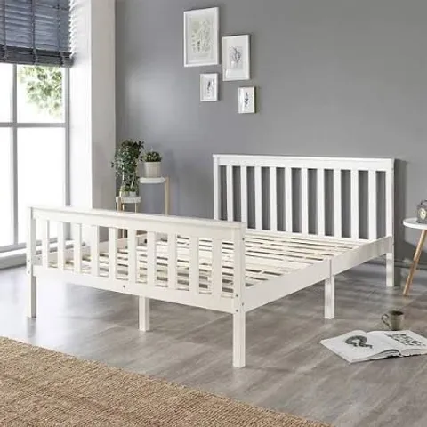 BOXED ASPIRE ATLANTIC WOOD BED FRAME IN WHITE, SIZE SINGLE