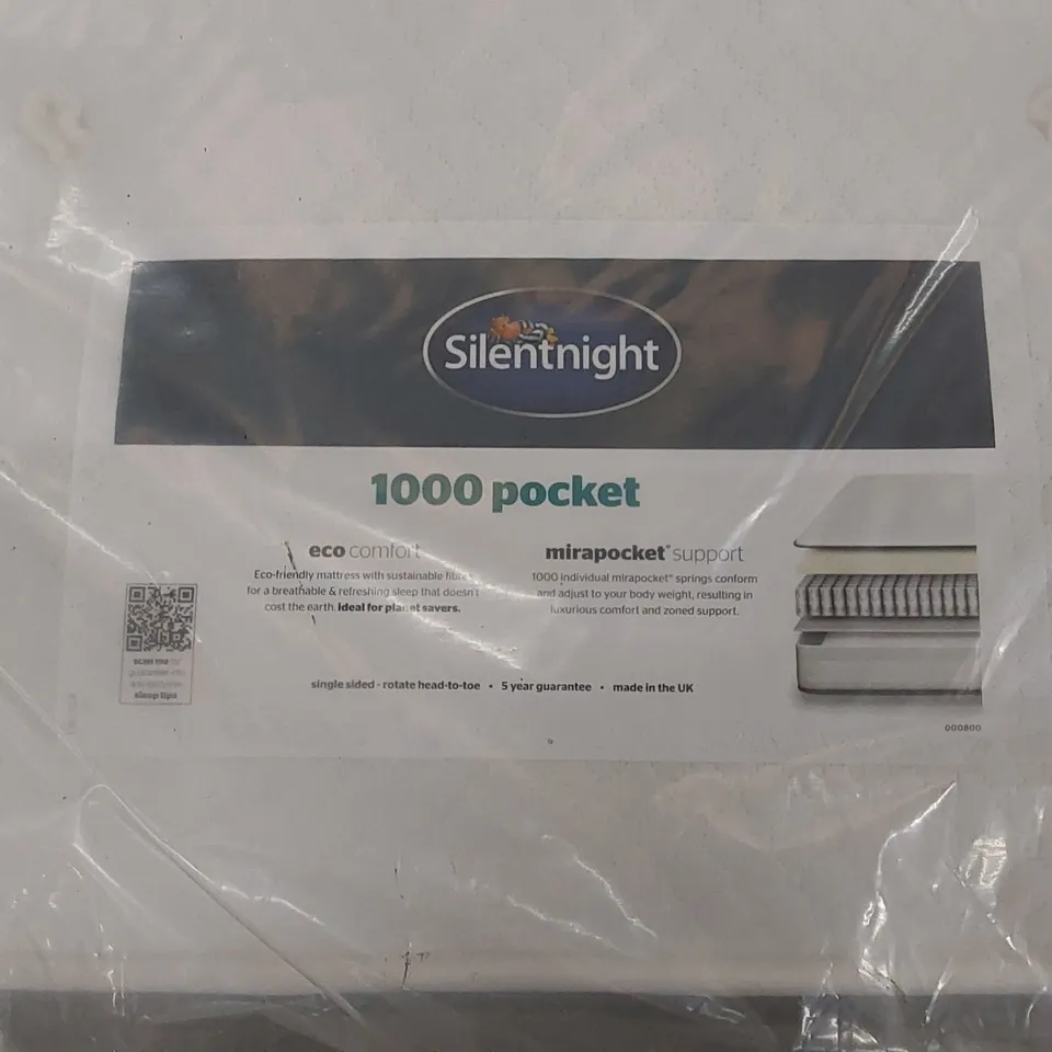 BAGGED DESIGNER DOUBLE 135CM SILENTNIGHT MIA 1000 POCKET ORTHO FIRM MATTRESS RRP £599