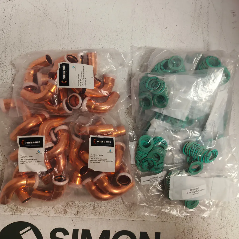 BOXED PRESS TITE COPPER PIPE FITTINGS SET – ELBOWS AND COMPRESSION FITTINGS