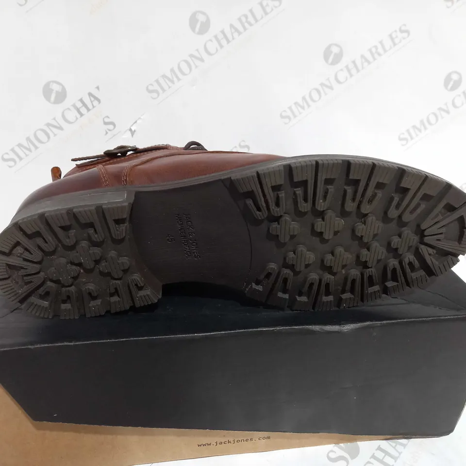 BOXED JACK JONES LEATHER BOOT BROWN STONE SHOE - UK SIZE 11