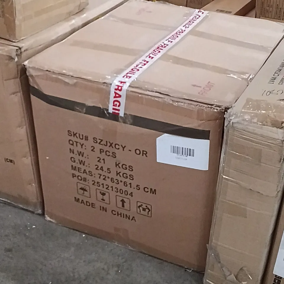 BOXED DINING CHAIRS (SET OF 2) - ORANGE/BLACK LEGS (1 BOX)