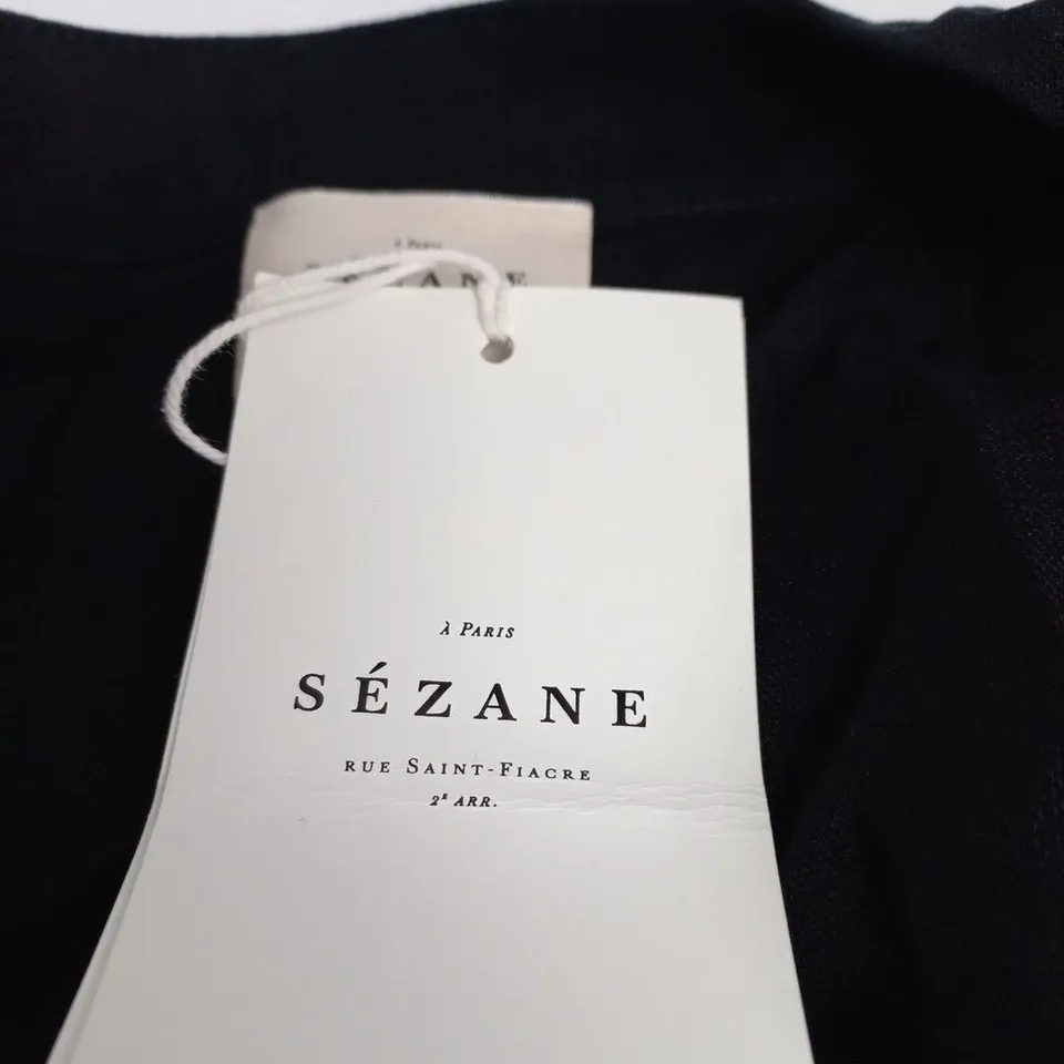 SÉZANE BLACK PUFF-SLEEVE TOP WITH FRONT BUTTON PLACKET – UK 6 (EU 34)