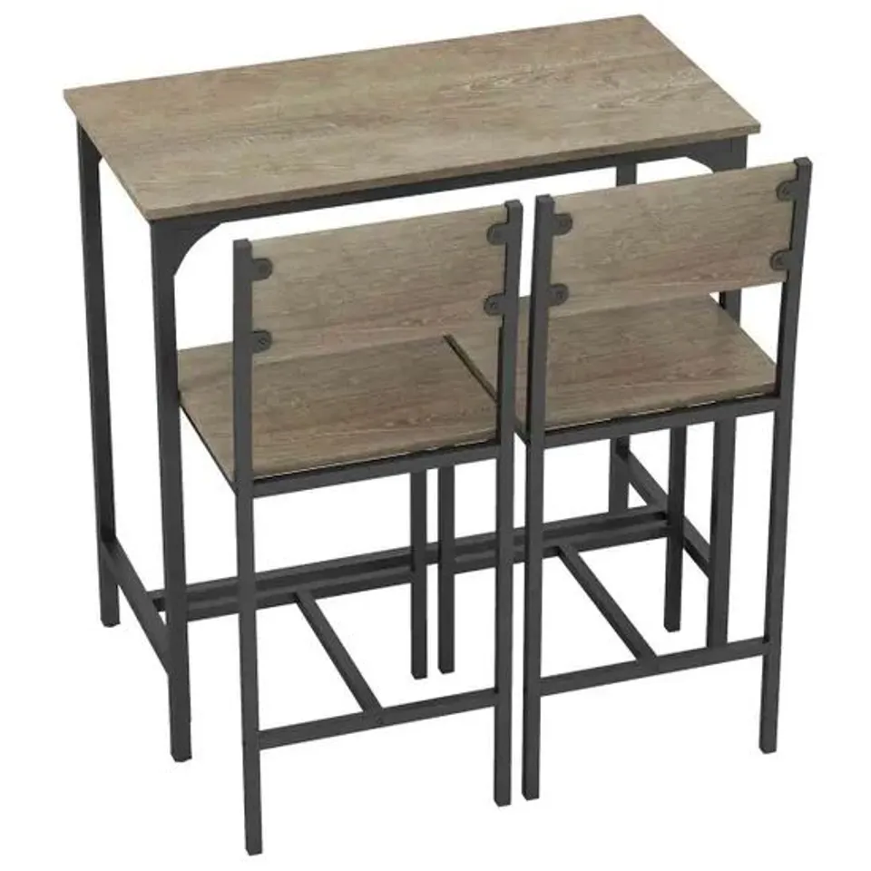 BOXED COSTWAY 3 PIECE BAR TABLE SET WITH PUB DINING TABLE AND 2 BAR STOOLSFOR SMALL SPACE - GREY
