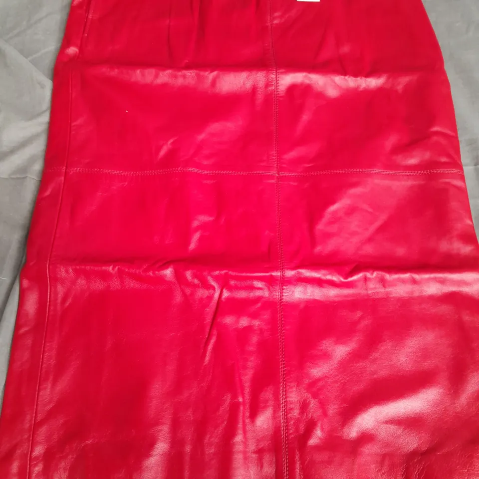 KAREN MILLEN LEATHER PANEL PENCIL MIDI SKIRT IN RED - 14
