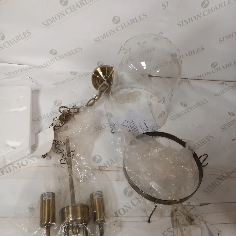 DAR LIGHTING BERWICK GLASS PENDANT - ANTIQUE BRASS