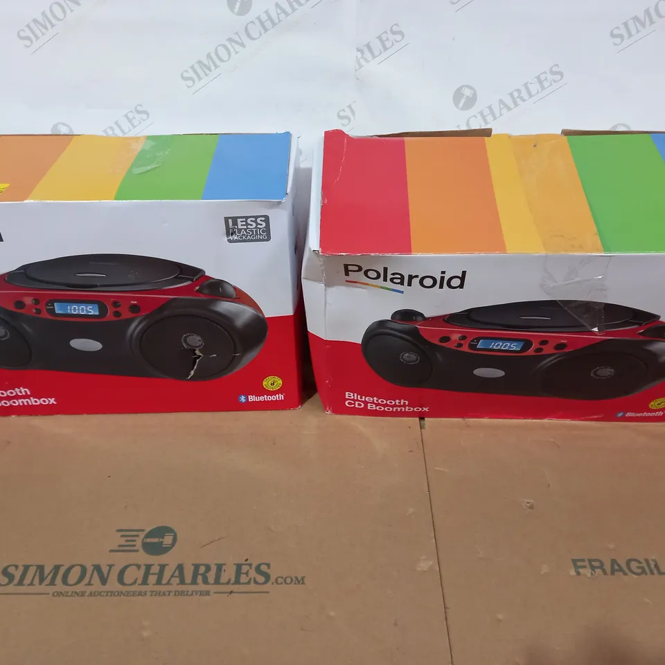LOT OF 2 ASSORTED POLAROID BLUETOOTH CD BOOMBOXES