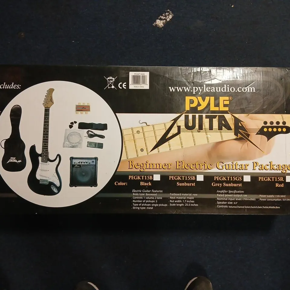 PYLE BEGINNER ELECTRIC GUITAR PACKAGE – SUNBURST WITH MINI AMPLIFIER & GIG BAG
