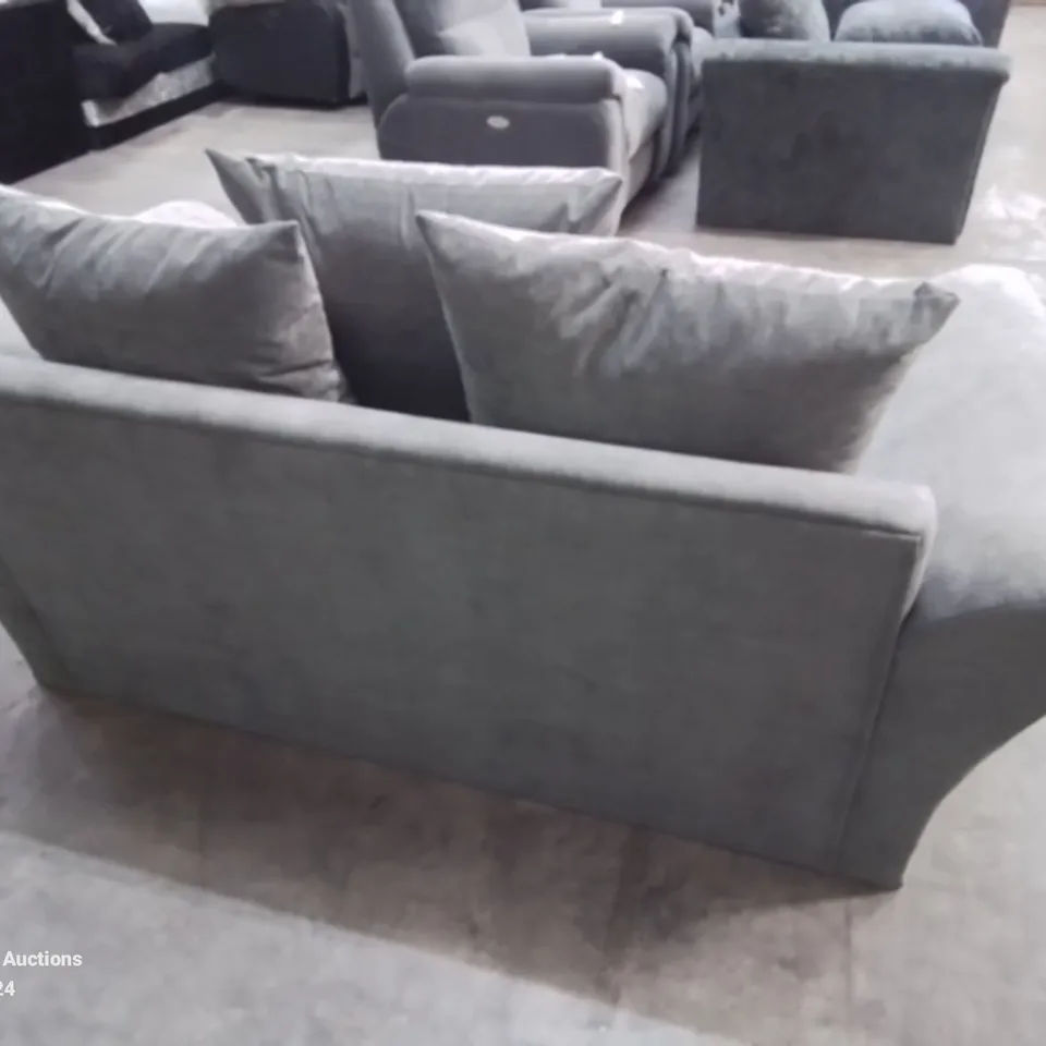 QUALITY DESIGNER 2 SEATER FABRIC UPHOLSTERED GREY SOFA