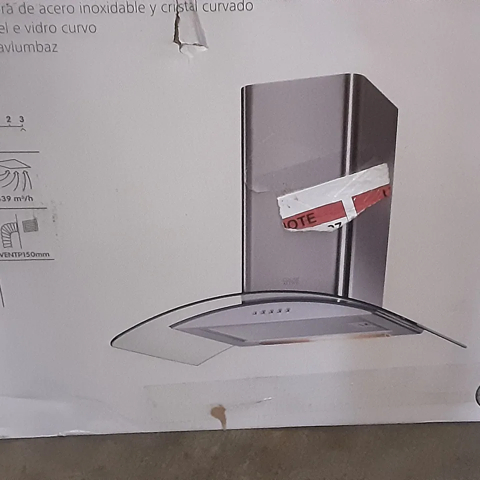 BOXED CLCGS60 STAINLESS STEEL CURVED GLASS HOOD 