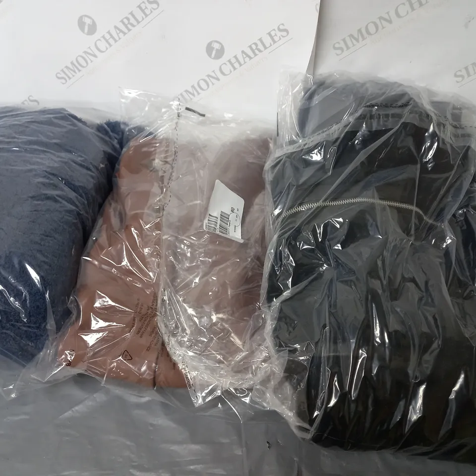 BOX OF ASSORTED CLOTHING ITEMS TOO INCLUDE TOPS , JUMPERS, AND PANTS ETC. 