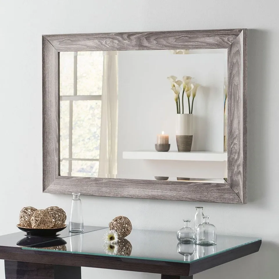 BRAND NEW BOXED HOMESDIRECT365 GREY BEVELED RECTANGULAR CONTEMPORARY 170CM X 79CM WALL MIRROR