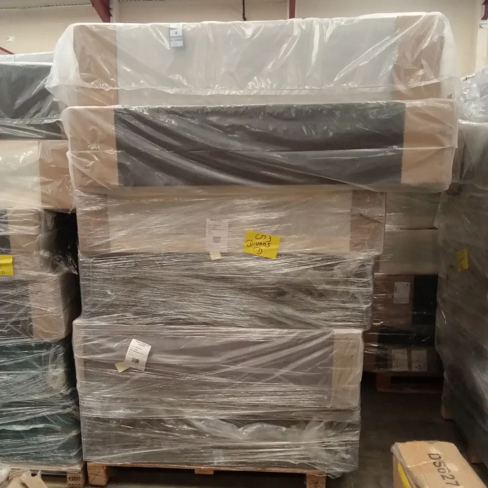 PALLET OF ASSORTED DESIGNER DIVAN BASES, SIZES AND SETS VARY